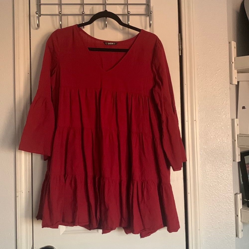 Red Flowy Dress S